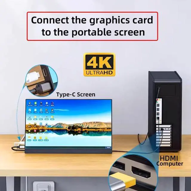 Alt view image 4 of 7 - CY Reversed HDMI 4K Source to Type C USB-C Touch Screen Displays Male HDTV Cable for Laptop Monitor 2.0m