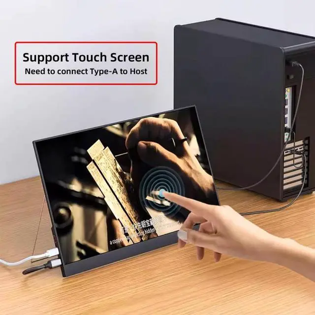 Alt view image 5 of 7 - CY Reversed HDMI 4K Source to Type C USB-C Touch Screen Displays Male HDTV Cable for Laptop Monitor 2.0m