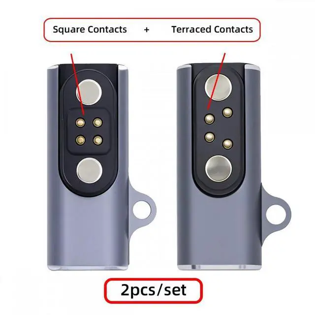 Alt view image 3 of 7 - Cablecc 2pcs/lot Magnetic Charging Adapter USB Type-C to Pitch 2.5mm with 4-Pin Terraced Square Contacts Compatible with Bone Conduction Headphone