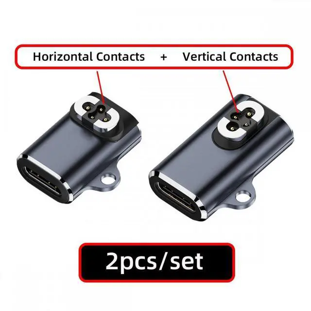 Alt view image 3 of 7 - Cablecc 2pcs/lot Magnetic Charging Adapter USB Type-C to 4-Pin Horizontal Vertical Rhomboid Contacts Compatible with Bone Conduction Headphone S70