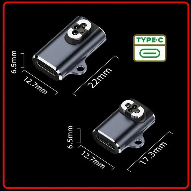 Alt view image 7 of 7 - Cablecc 2pcs/lot Magnetic Charging Adapter USB Type-C to 4-Pin Horizontal Vertical Rhomboid Contacts Compatible with Bone Conduction Headphone S70