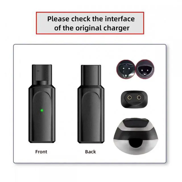 Alt view image 6 of 7 - Cablecc 2pcs/lot USB Type-C to 2-Pin Adapter Power Charge Compatible with Braun Electric Hair Clipper Beard Trimmers Shavers