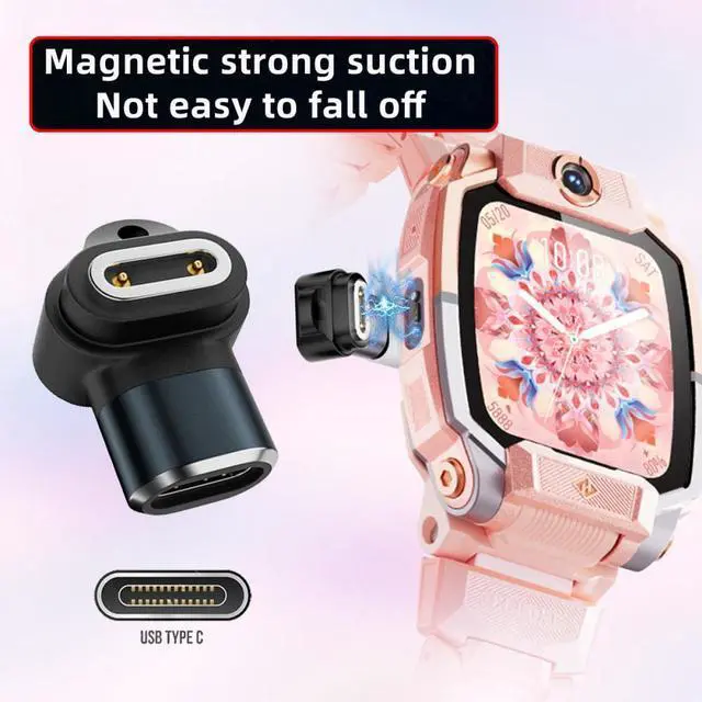 Alt view image 3 of 7 - Jimier 2pcs/lot Magnetic Smart Watch Charging Adapter Vertical USB Type-C to 2-Pin Compatible with IMOO Z6 Z6S Z6Pro Z7 Z7A Z7S Z8 Z8A Z9 Z10 Z11
