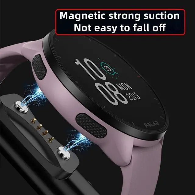 Alt view image 3 of 7 - Cablecc 2pcs/lot Magnetic Smart Watch Charging Adapter USB Type-C to 2-Pin Compatible with Polar Vantage V3 M3 Pacer Pro IGNITE3 Grit X2