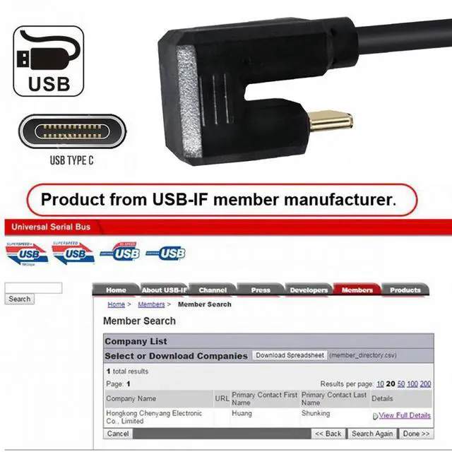 Alt view image 6 of 7 - Cablecc USB3.1 Type-C Male to USB-C 360 Degree Opposite Back Angled 10Gbps Data 4K Cable 65W