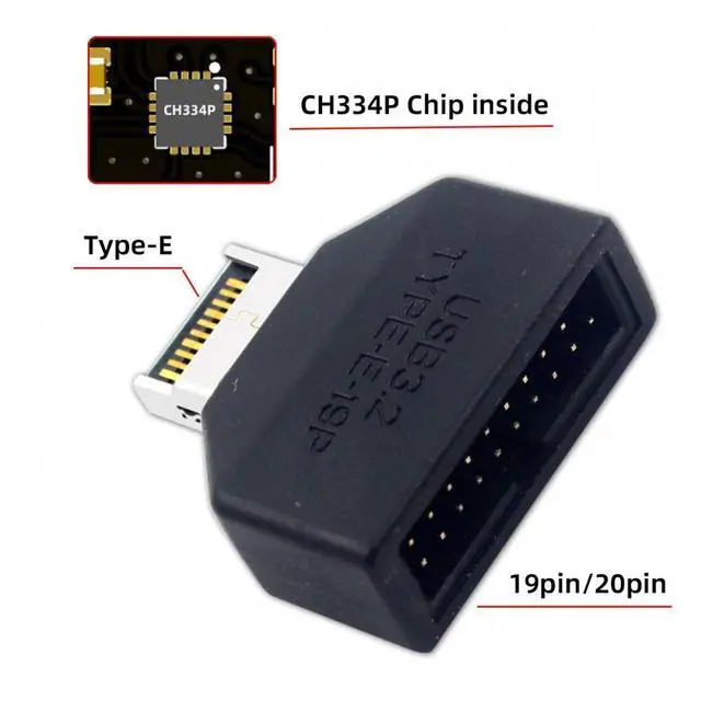 Alt view image 2 of 7 - Chenyang Overmold Type-E IDC Socket USB 3.1 Front Panel Header to USB 3.0 20Pin Header Extension Adapter with CH334P
