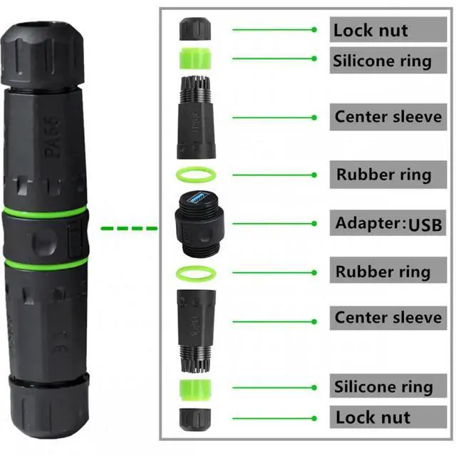 Alt view image 6 of 7 - Xiwai M20 Locking IP68 Waterproof Type-A USB3.0 5Gbps USB-A Female to USB-A Female Extension Adapter Coupler