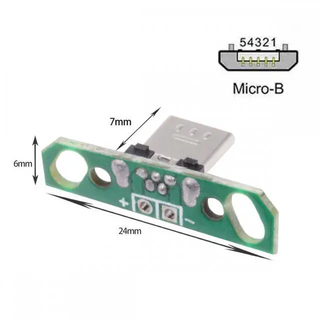 Alt view image 6 of 6 - Jimier 5pcs/set DIY OEM Micro USB2.0 Male Plug Connector 7mm Length with PCB Mounting Assembly Solder Type