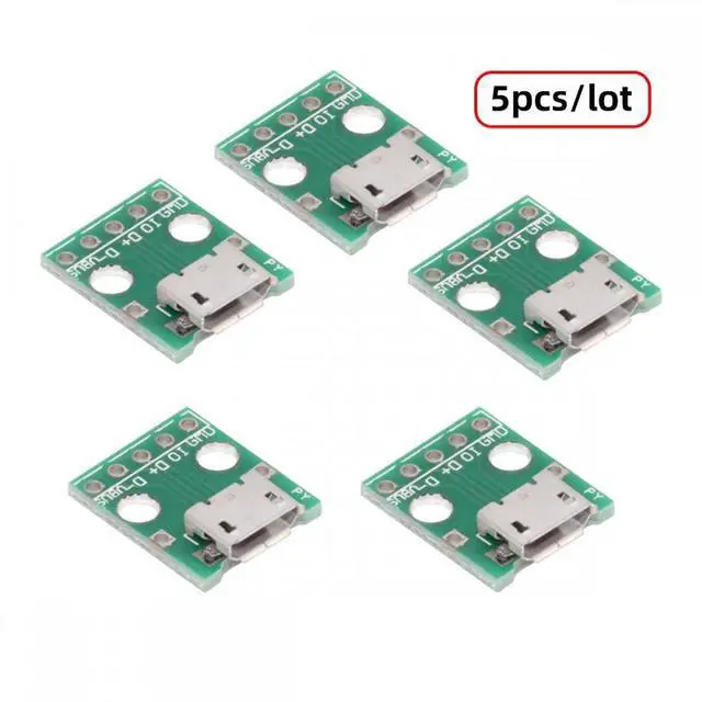 Alt view image 3 of 7 - Cablecc 5pcs/set DIY OEM USB2.0 Micro-B Female Receptacle Socket Connector with Flange PCB Mounting Assembly Solder Type 480Mbps
