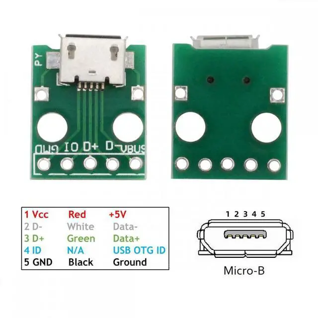Alt view image 4 of 7 - Cablecc 5pcs/set DIY OEM USB2.0 Micro-B Female Receptacle Socket Connector with Flange PCB Mounting Assembly Solder Type 480Mbps