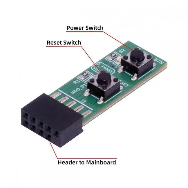 Alt view image 4 of 6 - Jimier Reset Power Jumper for Computer Mainboard 10Pin Switching Board Adapter With Button For Maintenance Task