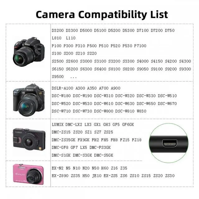 Alt view image 6 of 7 - CY 3pcs/set USB-C Type-C Micro Mini USB Female to Camera Mini 8P Data Power Adapter for Coolpix UC-E6 UC-E16 UC-E17 DSC-W DMC-S EX-Z