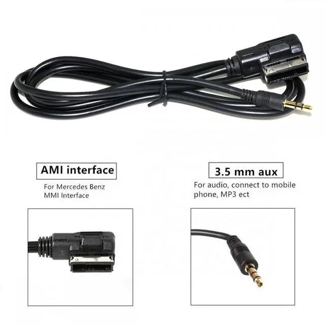 Alt view image 5 of 7 - Xiwai AMI MDI to 3.5mm Audio AUX Male Music Cable Compatible with Benz 2008-2016 Music Interface 1.3m