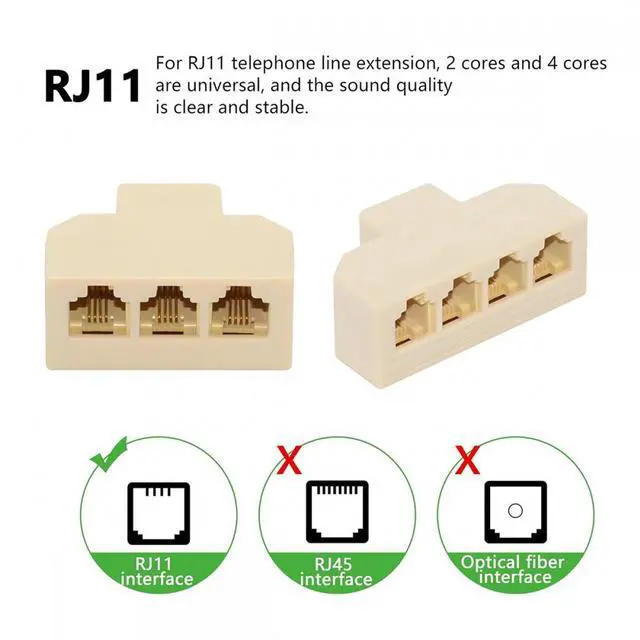 Alt view image 3 of 7 - Xiwai 4pcs/lot 1-in-2-out 1-to-3 1-to-4 Way Outlet 6P4C RJ11 RJ12 Telephone Phone Modular Jack Line Splitter Adapter Extender