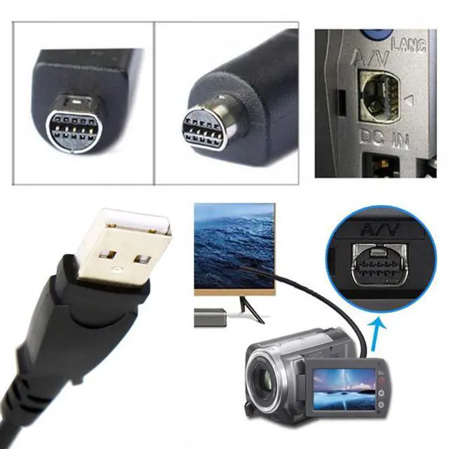 Alt view image 7 of 7 - Jimier USB2.0 Type-A Host to Camcorder 10Pin Data Power Cable VMC-15FS for 10Pin DCR-705E 602E SR42 605E HC46E DVD7E 803E 805E