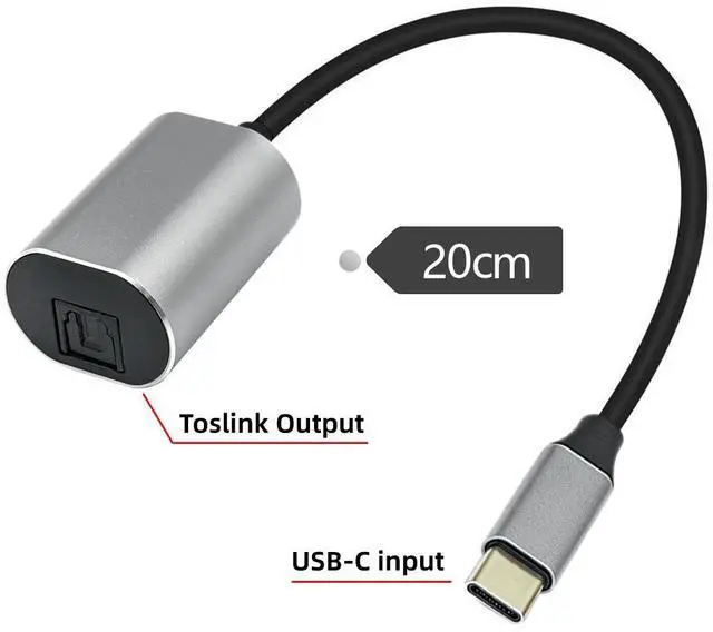 Alt view image 2 of 7 - Xiwai Type-C to SPDIF Toslink Optical Audio Jack Opt USB-C Male to Digital Optical Fiber Optic Sound Interface Female Adapter Wire for Laptop Desktop