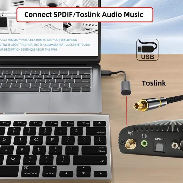 Alt view image 7 of 7 - Chenyang Type-A to SPDIF Toslink Optical Audio Jack Opt USB2.0 Male to Digital Optical Fiber Optic Sound Interface Female Adapter Wire for Laptop Desktop