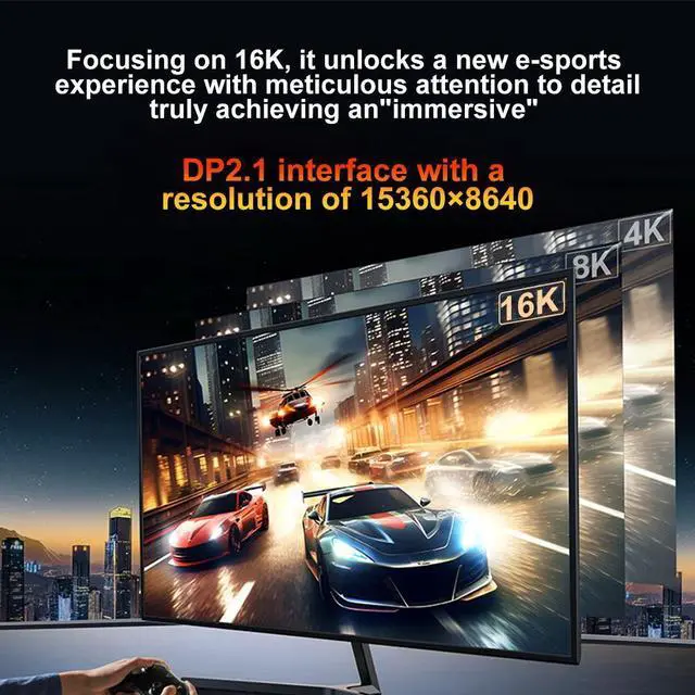 Alt view image 6 of 7 - Xiwai 16K 8K USB4 USB5.0 Type C USB-C Source to DisplayPort DP Displays Male HDTV Cable for Laptop Monitor 2.0m