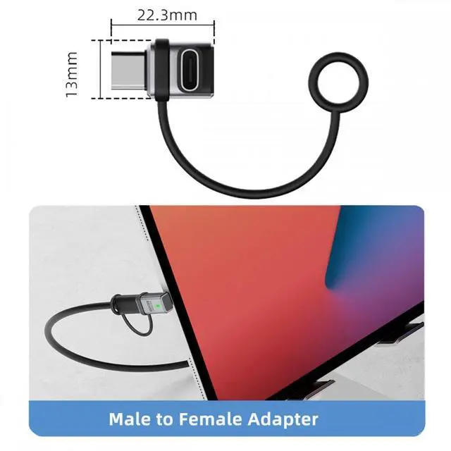 Alt view image 7 of 7 - Xiwai 90 Degree USB5.0 80Gbps Male to Female Low Profile Down Up Angled Extension Adapter with Lanyard Keychain 240W 16K 8K 5K Compatible with USB4.0 Thunderbolt3/4/5