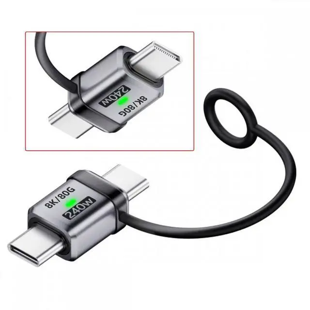 Alt view image 7 of 7 - Jimier 90 Degree USB5.0 80Gbps Male to Male Straight Extension Adapter with Lanyard Keychain 240W 16K 8K 5K Compatible with USB4.0 Thunderbolt3/4/5