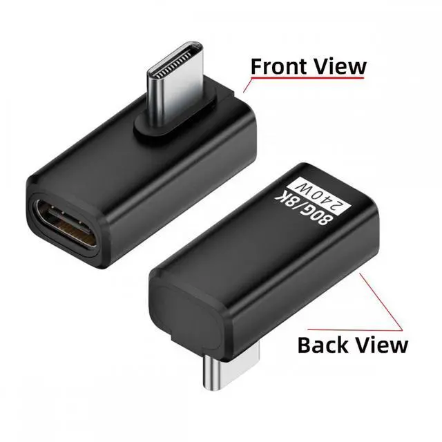 Alt view image 2 of 7 - Xiwai USB5.0 80Gbps Male to Female Extension Adapter Low Profile Left Right Angled with 240W 16K 8K 5K Compatible with USB4.0 Thunderbolt3/4/5