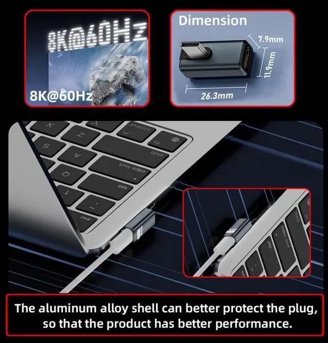 Alt view image 5 of 7 - Xiwai USB5.0 80Gbps Male to Female Extension Adapter Low Profile Left Right Angled with 240W 16K 8K 5K Compatible with USB4.0 Thunderbolt3/4/5