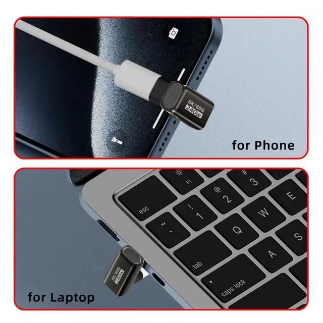 Alt view image 6 of 7 - Xiwai USB5.0 80Gbps Male to Female Extension Adapter Opposite U Shape Back Angled with 240W 16K 8K 5K Compatible with USB4.0 Thunderbolt3/4/5