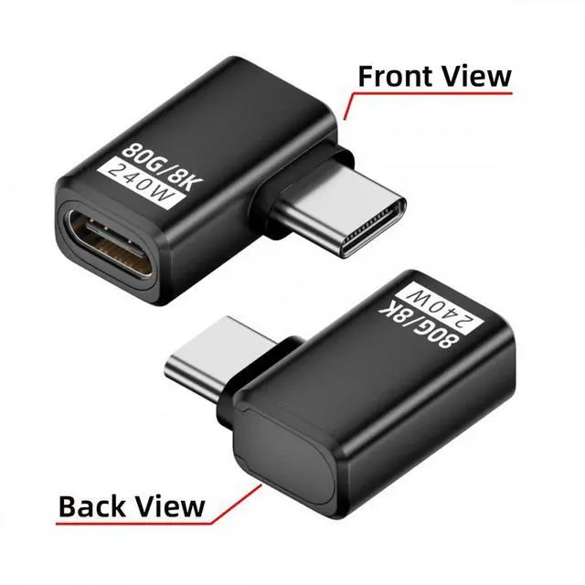 Alt view image 2 of 7 - CY USB5.0 80Gbps Male to Female Extension Adapter Left Right Angled with 240W 16K 8K 5K Compatible with USB4.0 Thunderbolt3/4/5