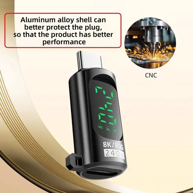 Alt view image 7 of 7 - CY USB5.0 80Gbps Male to Female Extension Adapter Smart LED Display with 240W 8K 5K Compatible with USB4.0 Thunderbolt3/4/5