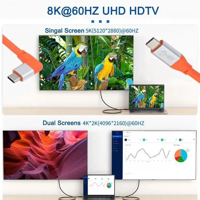 Alt view image 7 of 7 - Jimier USB3.2 20Gbps Male to Male Cable 90 Degree Left Right Angled Ultra Soft High Flex 100W 8K 5K 4K USB4.0 Hyper Super Flexible Cord (50cm)