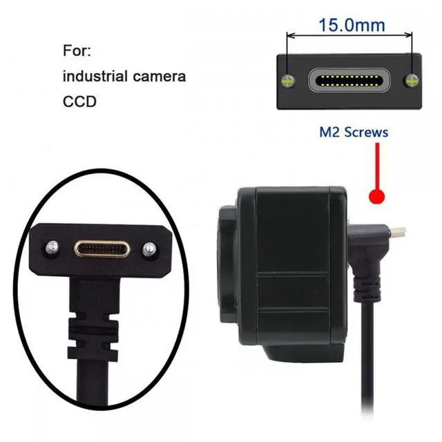 Alt view image 7 of 7 - CY USB3.1 Type-C Male to Dual Thumbscrew Locking USB-C Vertical 90 Degree Up Down Angled 10Gbps Data Cable Panel Mount Type
