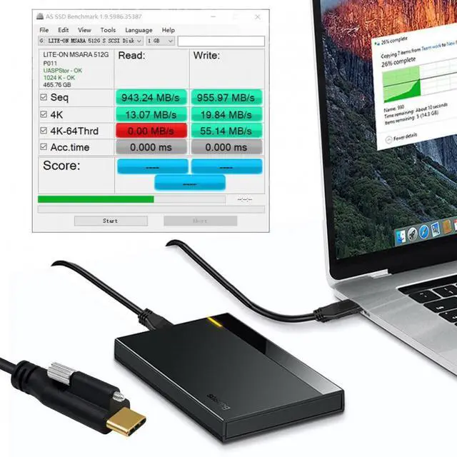 Alt view image 3 of 7 - CY Cable USB 3.1 Type-C Male to Single Thumbscrew Locking USB-C 10Gbps Data 4K Cable Panel Mount Type