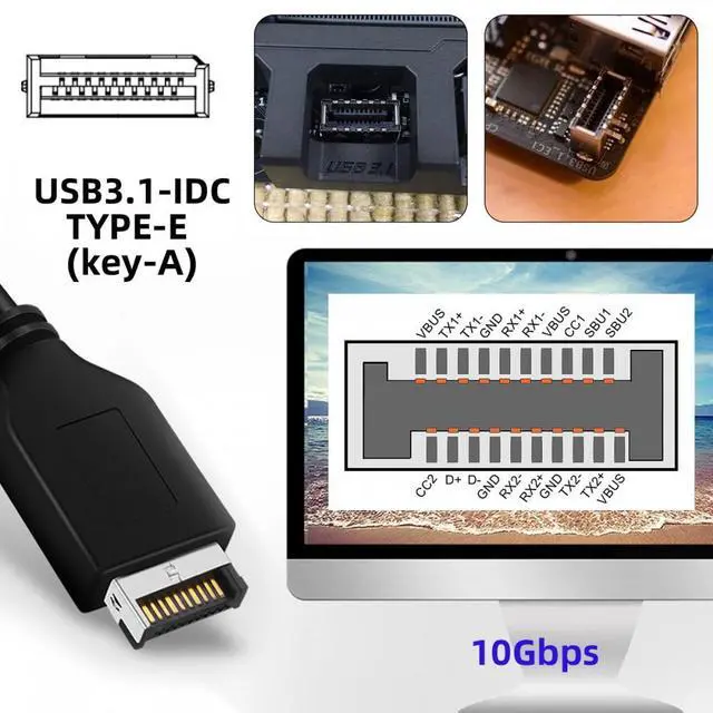 Alt view image 4 of 7 - Chenyang 10Gbps Type-E USB 3.1 Front Socket & USB3.0 19Pin/20Pin & Type-A USB-C to PCI-E Express Card Adapter ASM3142 VL822