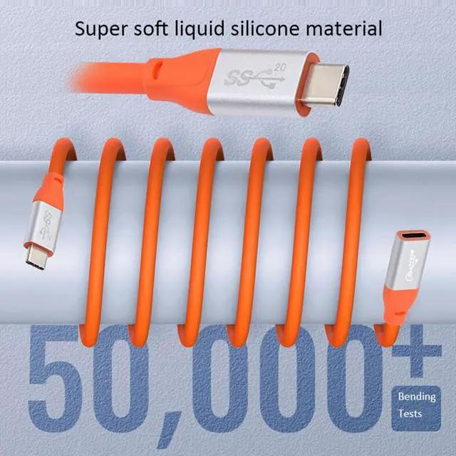 Alt view image 6 of 7 - Jimier USB3.2 Male to Female Extension Cable 20Gbps Ultra Soft High Flex with 100W and 8K 5K USB4.0 Type-C Compatible with Thunderbolt3/4