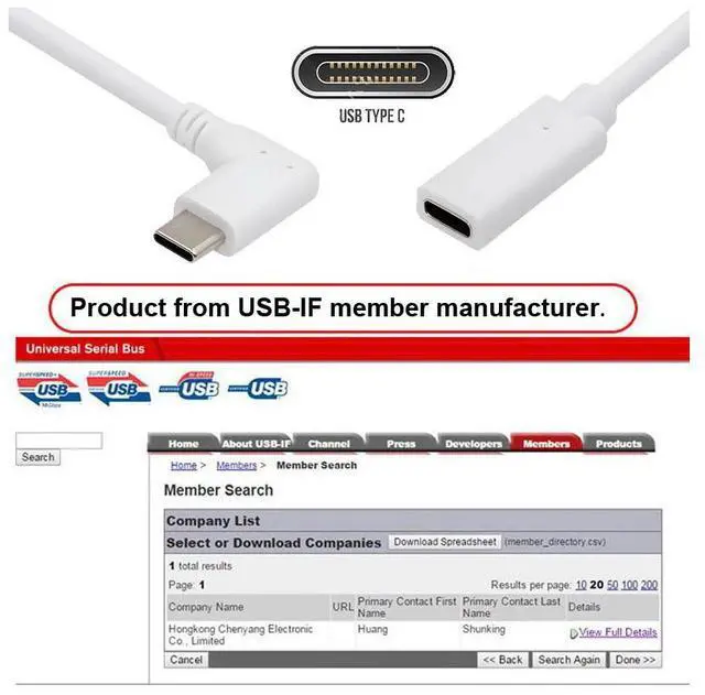 Alt view image 4 of 7 - Cablecc White USB-C Type-C Male to Female Extension Power USB2.0 Data Cable 90 Degree Left Right Angled 65W Fast Charge for Laptop Tablet Phone