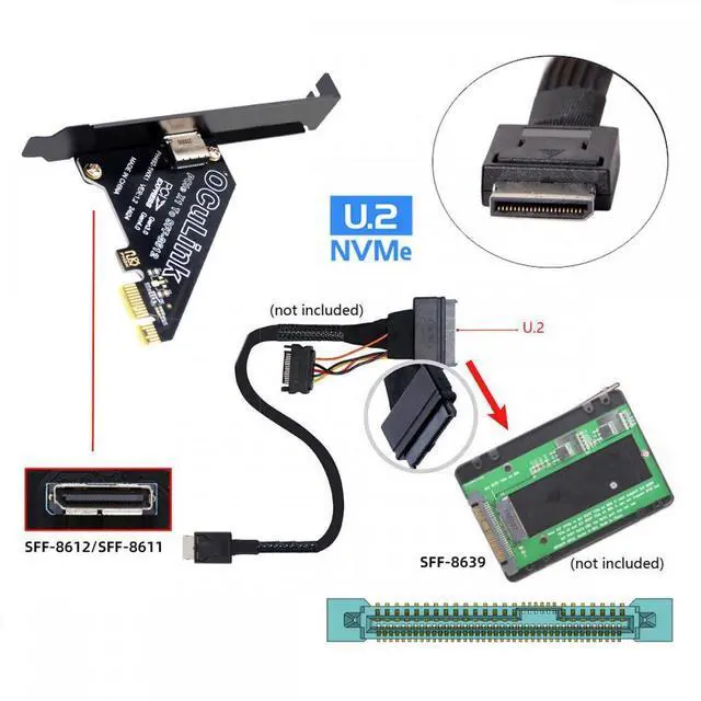 Alt view image 5 of 7 - Chenyang PCI-Express 4.0 PCIE 1x to Oculink SFF-8612 SFF-8611 Host Card for U.2 SSD eGPU External Graphics Card Dock