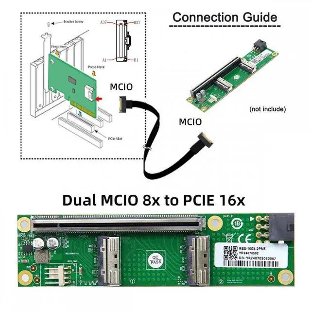 Alt view image 6 of 7 - CY Chenyang Dual MCIO 8i Mini Cool Edge IO SFF-TA-1016 to PCIE5.0 PCI-Express 16x VROC Adapter for Mainboard SSD Graphics Card