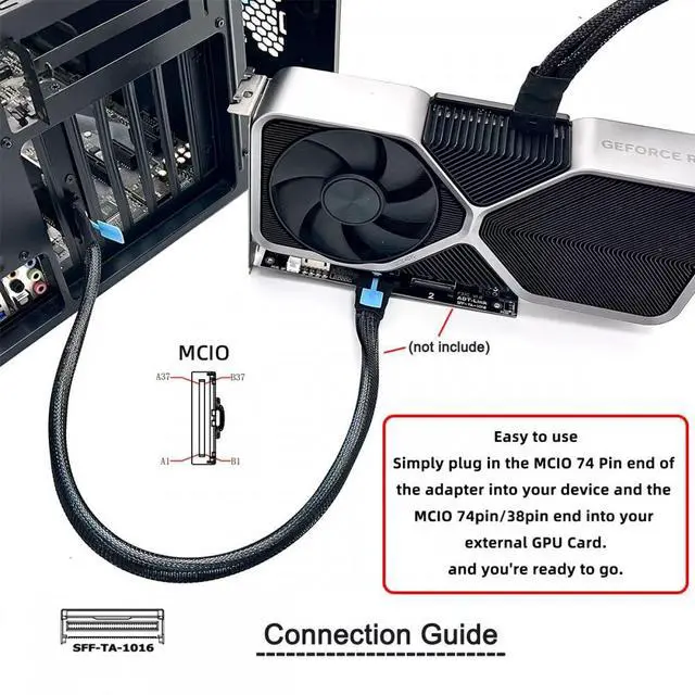Alt view image 6 of 7 - CY External MCIO 8i Mini Cool Edge IO SFF-TA-1016 to PCIE5.0 PCI-Express 8x VROC Adapter for Mainboard SSD Graphics Card
