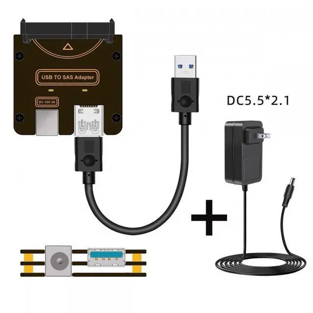 Main image of CY Chenyang SFF-8482 SAS 29Pin to USB 3.0 5Gbps Hard Disk Drive Raid Adapter with Chipset and Power Port (Need 12V/3A Power Supply)