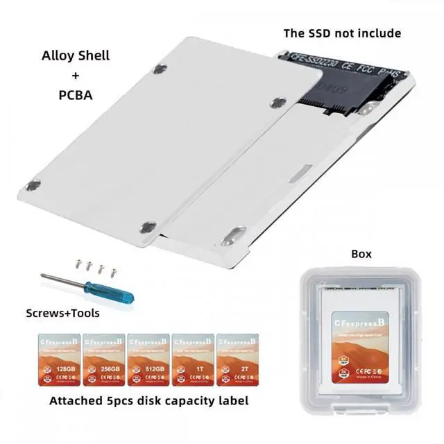 Alt view image 6 of 7 - Chenyang CFexpress Type-B to NVME 2230 Memory Card Kit Case CFE CFB NGFF M-key Adapter Alloy Shell for Camera 8K RAW PCIe Expansion