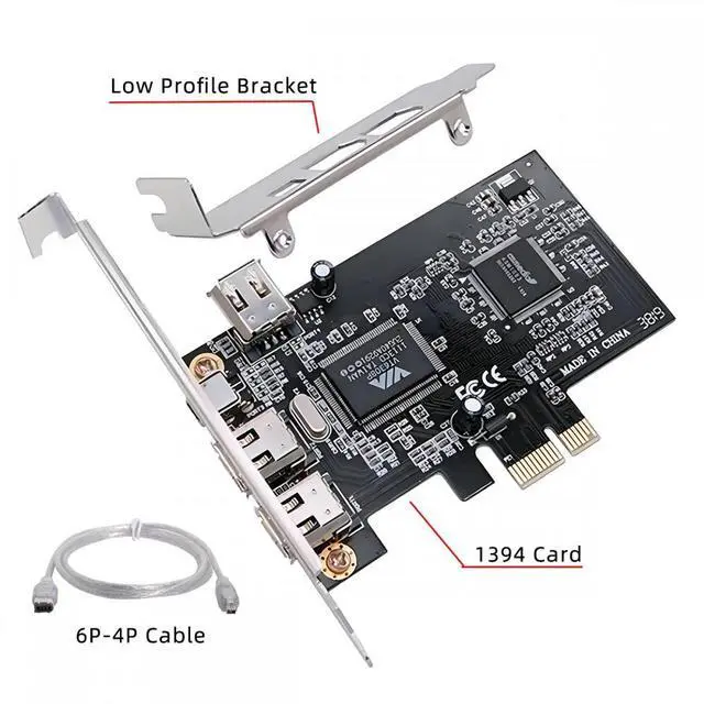Alt view image 5 of 7 - Jimier PCI-E 1X 4X 16X to Firewire 400 Capture Card IEEE 1394a PCI Express 4 Ports Card 6Pin and 4Pin IEEE-1394 400Mbps Adapter for Windows Mac Os Linux