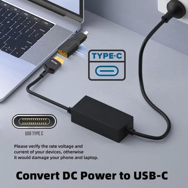 Alt view image 4 of 7 - Jimier XT30 Male Input SC100 Protocol to Type-C Male Output Fast Charging Adapter for RC Lipo Battery Quadcopter Laptop Phone