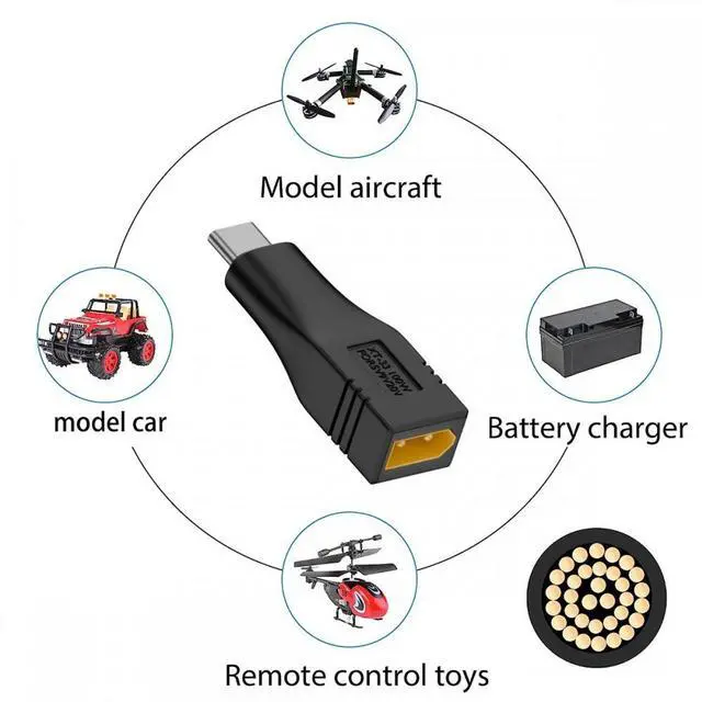 Alt view image 7 of 7 - Jimier XT30 Male Input SC100 Protocol to Type-C Male Output Fast Charging Adapter for RC Lipo Battery Quadcopter Laptop Phone