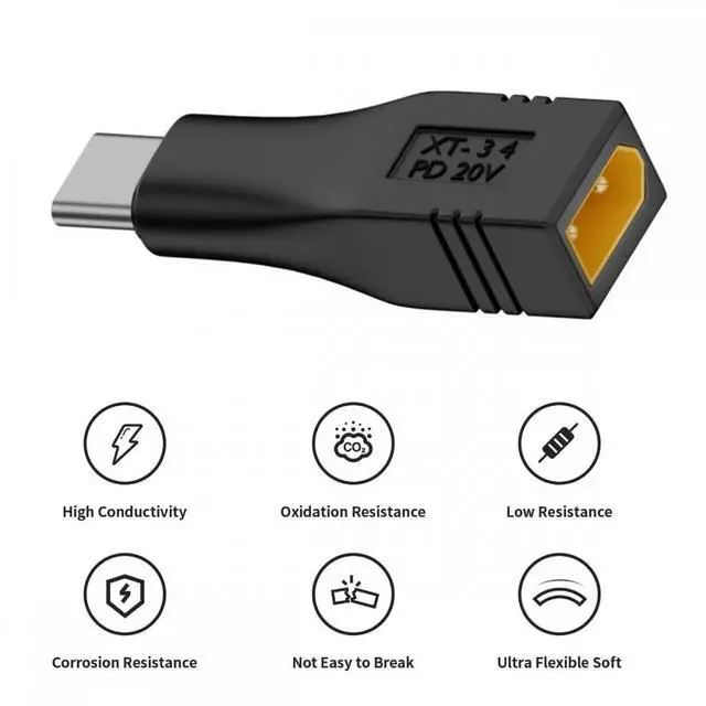Alt view image 3 of 7 - Cablecc Type-C Male Input 100W 20V 5A PD to XT30 Male Output SC100 Protocol Fast Charging Adapter for RC Lipo Battery Quadcopter