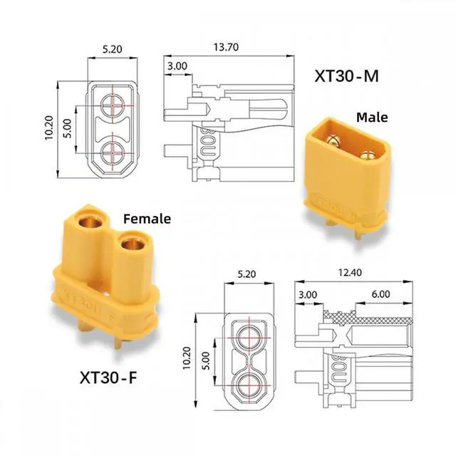 Alt view image 7 of 7 - Cablecc Type-C Male Input 100W 20V 5A PD to XT30 Male Output SC100 Protocol Fast Charging Adapter for RC Lipo Battery Quadcopter