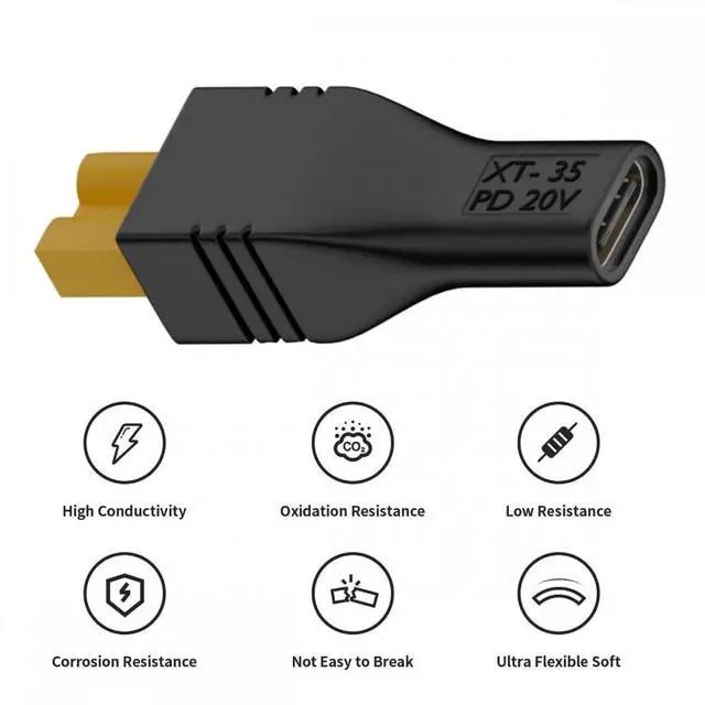 Alt view image 5 of 7 - Cablecc Type-C Female Input 100W 20V 5A PD to XT30 Male Output SC100 Protocol Fast Charging Adapter for RC Lipo Battery Quadcopter