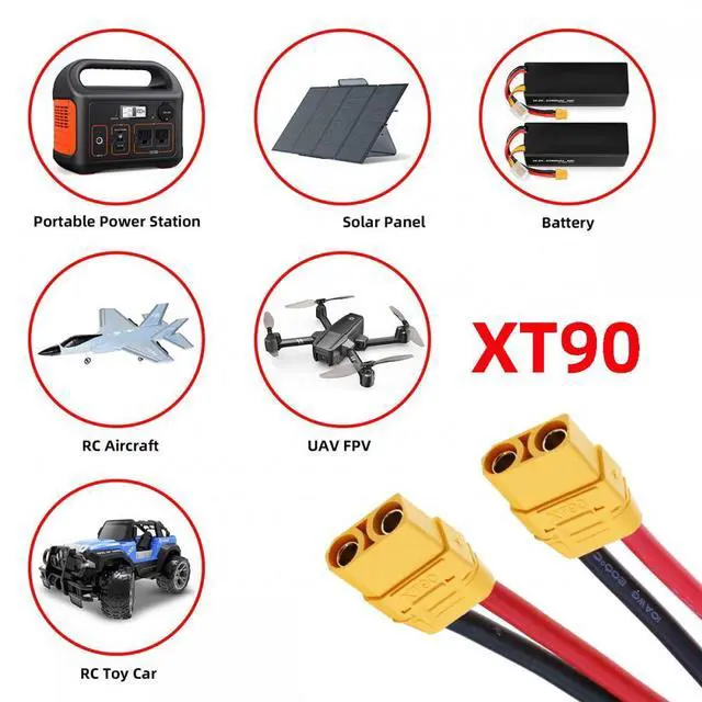 Alt view image 4 of 7 - Xiwai XT90 Female to Female 10AWG Extension Cable Connector for RC Battery Portable Power Station Solar Panel