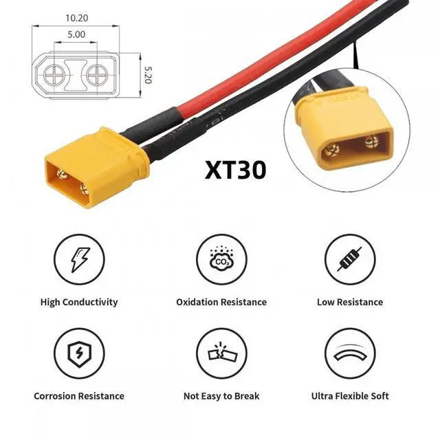 Alt view image 6 of 7 - Xiwai XT30 Male to Male 18AWG Extension Cable Connector for RC Battery Portable Power Station Solar Panel