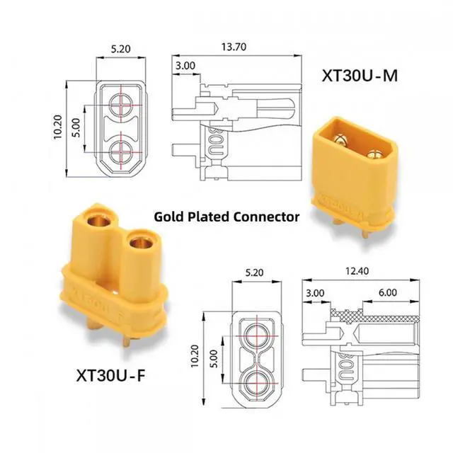 Alt view image 7 of 7 - Xiwai XT30 Male to Male 18AWG Extension Cable Connector for RC Battery Portable Power Station Solar Panel