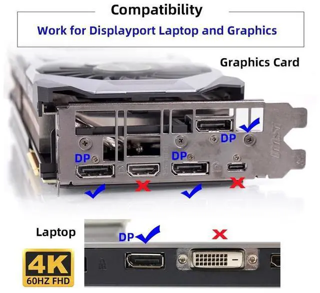 Alt view image 6 of 7 - CY 4K@60Hz DP Virtual Display Displayport Active Adapter Dummy Plug Headless Ghost Emulator 1080p@120Hz
